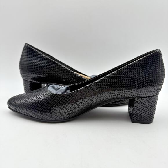 Trotters Womens Kari Pump US 7.5 M EU 38 Black Snake Leather NIB - Picture 8 of 13